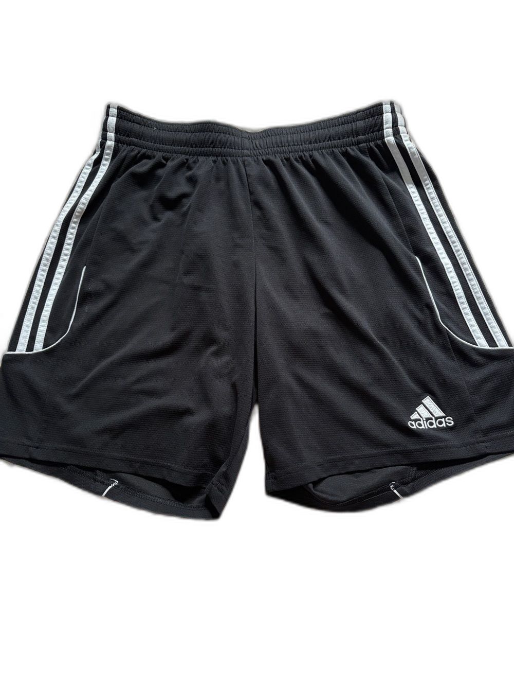 Adidas Black Athletic Shorts with White Stripes